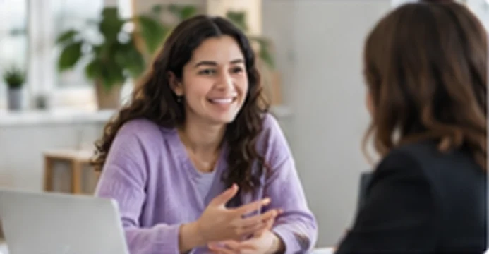 Student talking with an advisor during a consultation